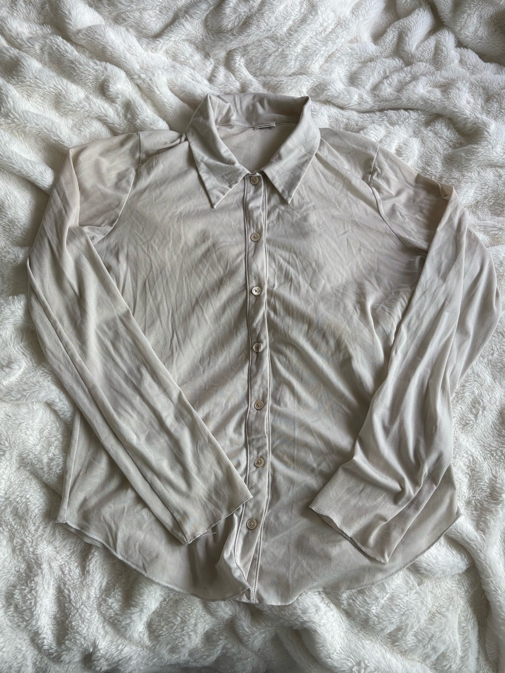 Wilfred Light Taupe Button-Down Long Sleeve Shirt